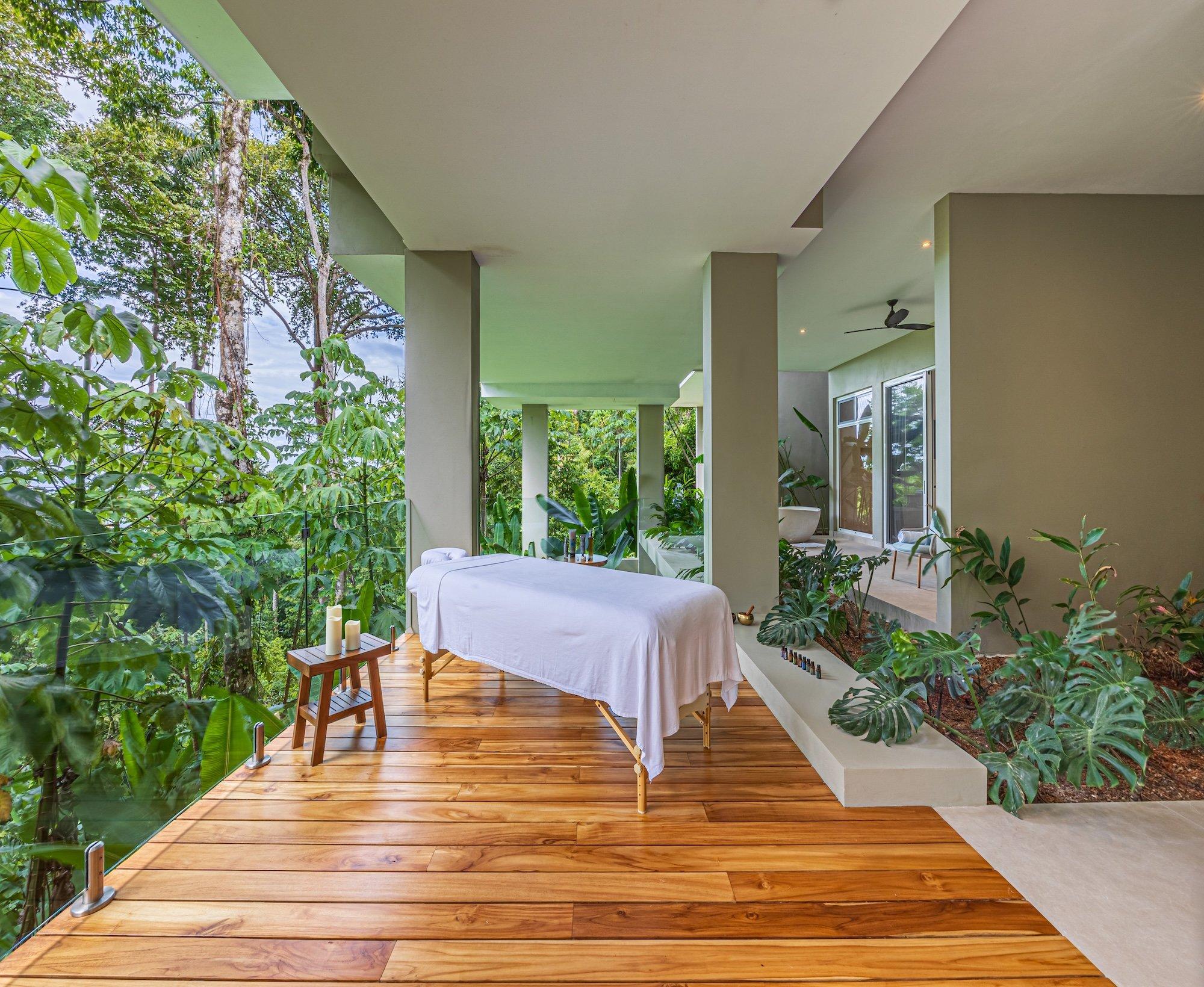 Serene open-air wellness setting surrounded by Costa Rican tropical nature